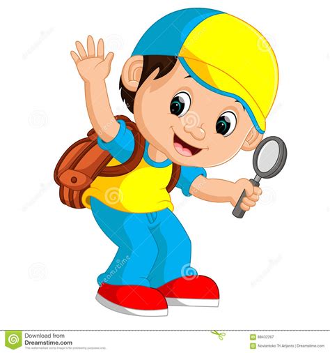 Cute Boy With Backpack Cartoon Stock Vector Illustration