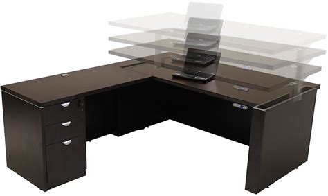 Xdesk air adjustable height desks features a solid aluminum top that is so amazingly thin it appears to float on air. Adjustable Height U-Shaped Executive Office Desk w/Hutch ...