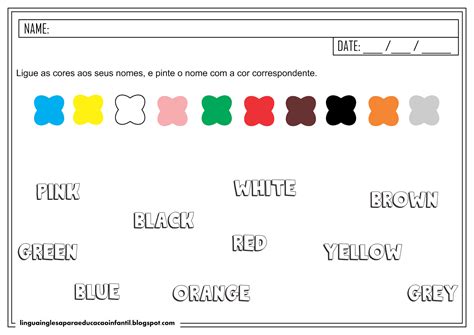 L Ngua Inglesa Para Educa O Infantil Atividade De Ingl S Cores Para