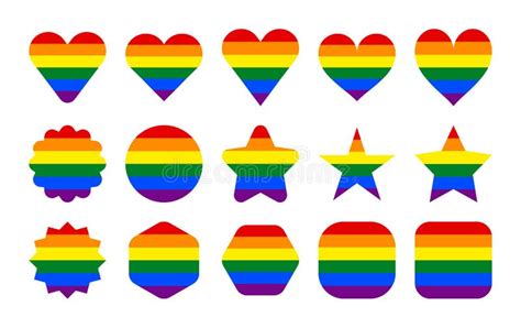 lgbt flag shapes forms of circle star hexagon heart square triangle stock vector