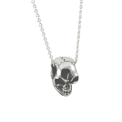 Sterling Silver Mini Skull Pendant Necklace Skull Pendant Necklace