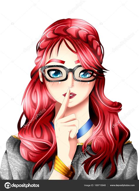 Red Hair Anime Girl — Stock Photo © Isaacsanchez 169715948