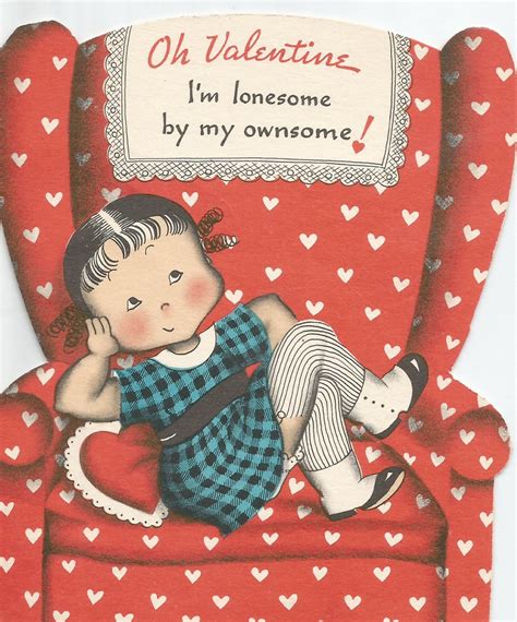 Vintage Retro Valentine Valentines Day Card Lonesome Cute Etsy