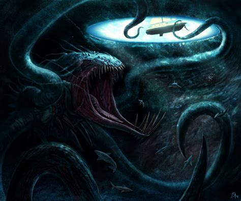 Blue Hole Beast Thalassophobia Dark Fantasy Art Creature Artwork