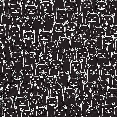 Cat Kitten Breed Doodle Vector Seamless Pattern Isolated Wallpaper