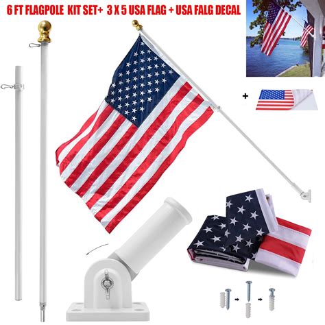 3x5 Ft American Flag And Flagpole And Holder Jetlifee Polyester Us Flag