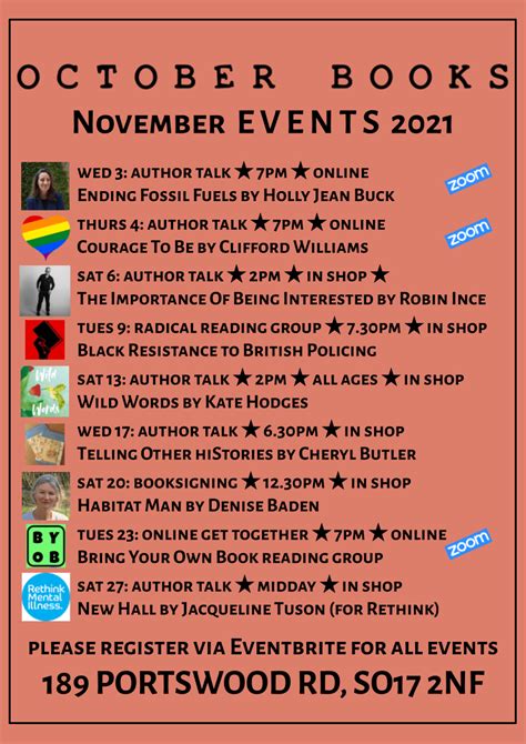 November Events At October Books In Person In The Shop And Online