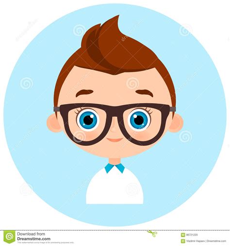 Faces Avatar In Circle Portrait Young Boy With Glasses