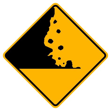 Warning Signs Falling Rocks On White Background 2227110 Vector Art At