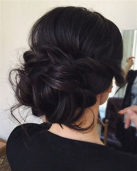 Gather the top half of your hair at medium height to dress up a casual loose hairstyle. Chic messy wedding updo for straight hair to Inspire You