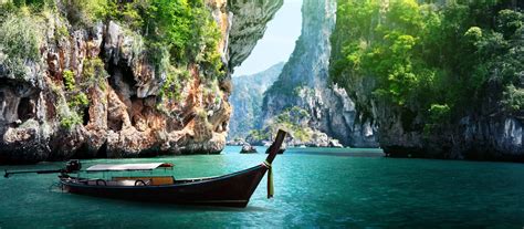 Thailand Thai Sea Nature Island Boat Ship Rocks