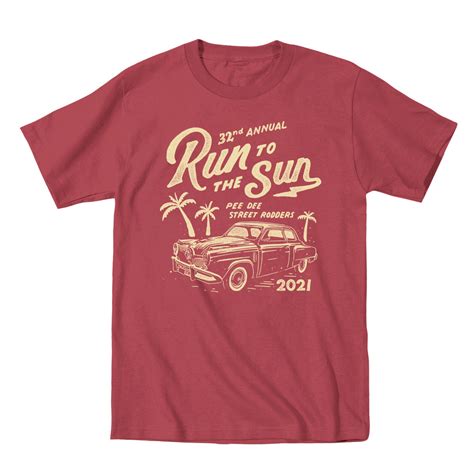 2021 Run to the Sun official car show event t-shirt red Myrtle Beach, - Events Apparel