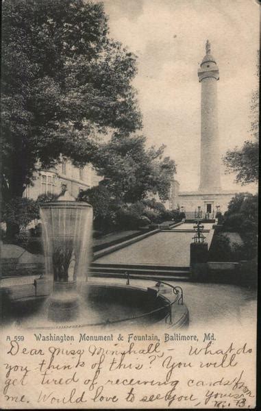 Washington Monument And Fountain Baltimore Md Postcard