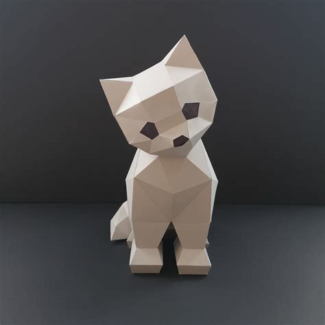 Kitten Papercraft Template Pdf D Paper Model Cat Home Etsy Paper My