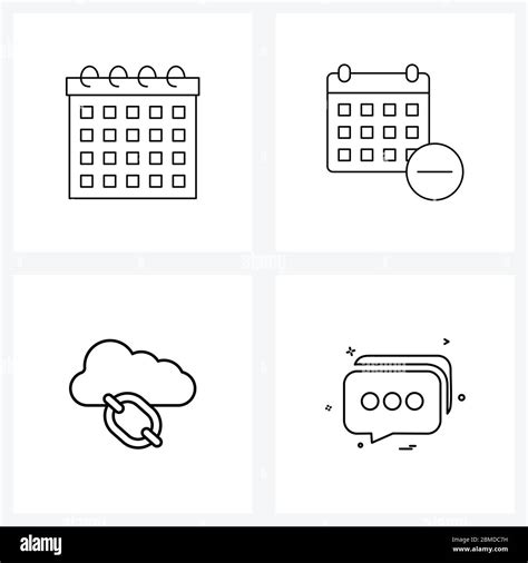 4 Universal Line Icon Pixel Perfect Symbols Of Calendar Cloud Backlink