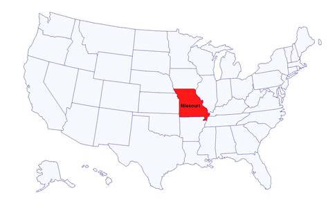 Us Map With State Of Missouri Highlighted Source The Grey Area News