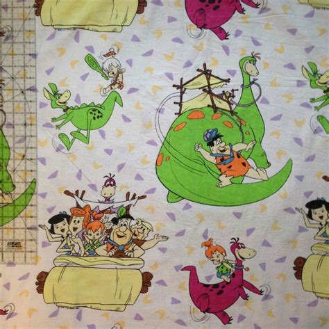 Vintage 1994 Flintstones Twin Flat Flannel Bed Sheet Etsy