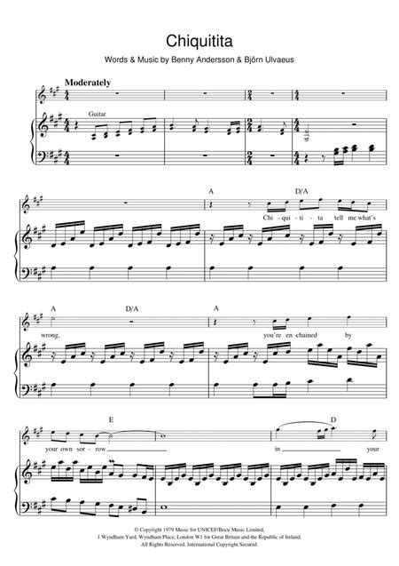 Chiquitita By Abba Benny Andersson Digital Sheet Music For Score Download Print Hx