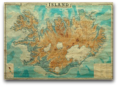 GEYSIR MAP OF ICELAND 1963 | Iceland map, Iceland, Island