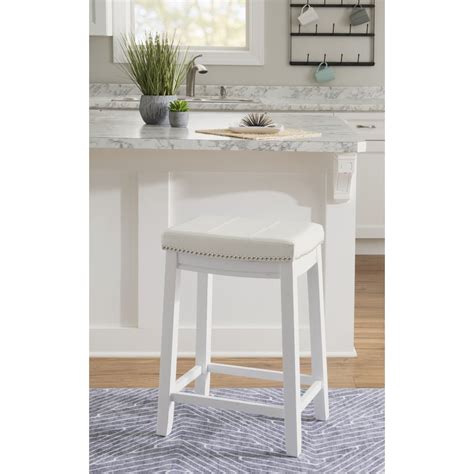 Linon Claridge 26 Backless Wood Counter Stool White With White Faux