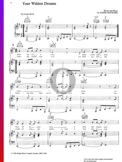 Your Wildest Dreams (The Moody Blues) Piano Sheet Music - OKTAV