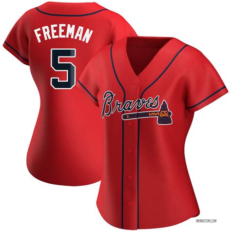 Authentic Freddie Freeman Womens Atlanta Braves Red Alternate Jersey