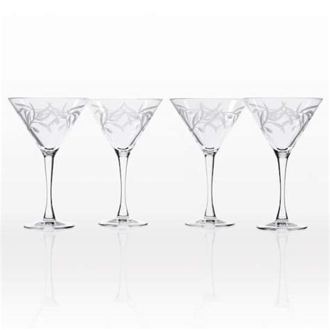 rolf glass olive branch clear 10 oz martini glass set of 4 302133 s4 the home depot