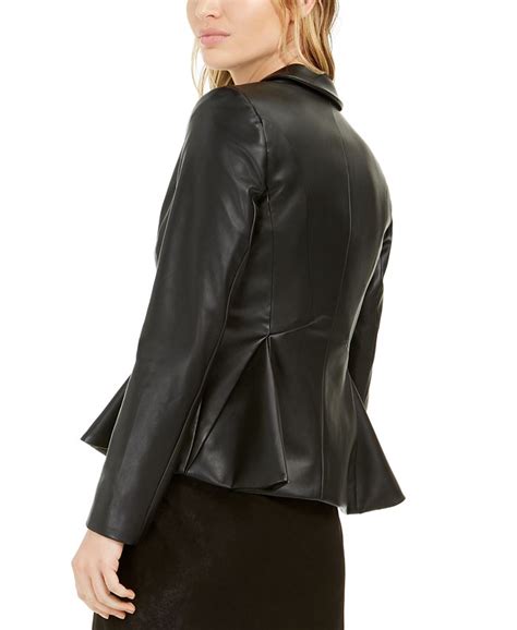 Bar Iii Faux Leather Peplum Jacket Created For Macy S And Reviews Jackets And Blazers Women