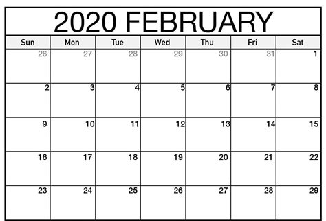 20 Feb 2020 Calendar Free Download Printable Calendar Templates ️