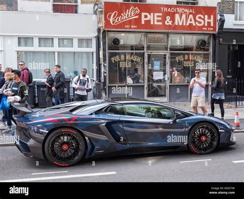 Lamborghini Aventador Parked On A Street In Camden Town London Uk Stock