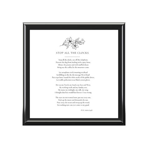 Funeral Poem Stop All The Clocks Four Weddings Funeral Etsy