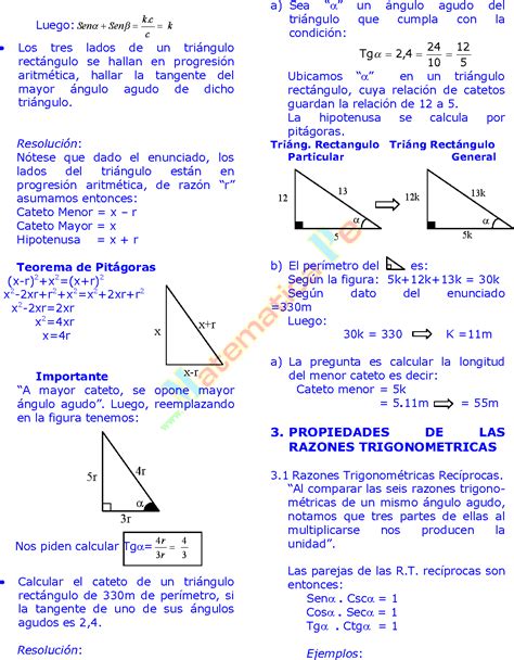 LAS RAZONES TRIGONOMÉTRICAS EN TRIÁNGULOS RECTÁNGULOS EJERCICIOS