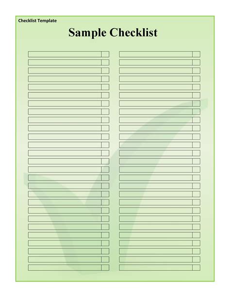 Printable To Do Checklist Template