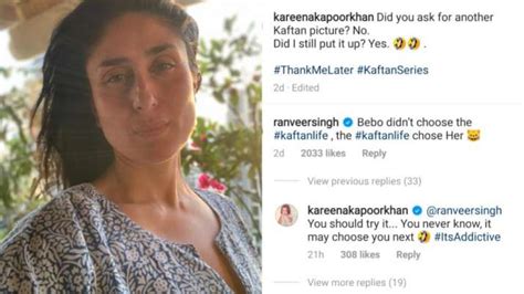 kareena kapoor khan asks ranveer singh to try kaftan after his quirky comment on her instagram