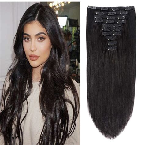 22 Clip In Human Hair Extensions Full Head 200g 10 Pieces