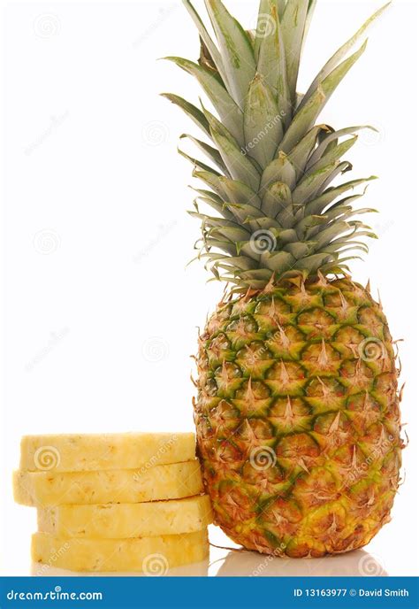 Fresh Whole Pineapple With Cut Slices Stock Image Image Of Fruit