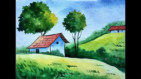 How To Paint Simple Scenery For Kids Painting For Beginners Village