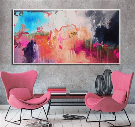Fuschia Abstract Painting Print Vibrant Pink Blue Print Abstract Art