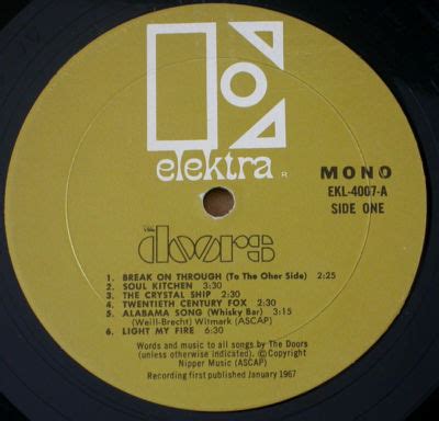 Popsike Com Doors Self Titled 1st Pressing LP MONO Elektra EKL 4007