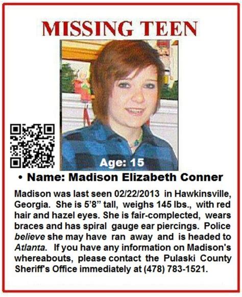 2232013 Madison Conner 15 Missing From Hawkinsville Ga Marriage