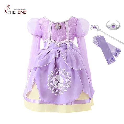Muababy Princess Sofia Dress Up Ball Gown Girls Long Sleeve 5 Layers