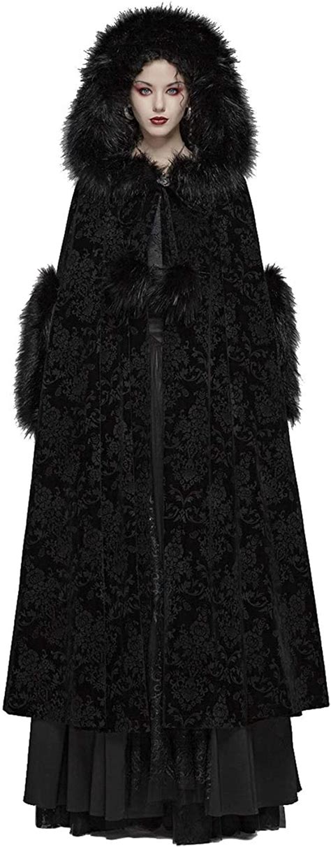 Punk Rave Womens Gothic Gorgeous Winter Hooded Long Cloak Victorian