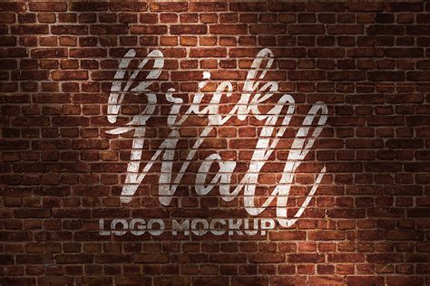 brick wall logo mockup   mockup