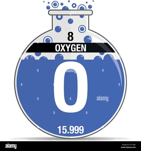 Símbolo De Oxígeno En Matraz Redondo Químico Elemento Número 8 De La