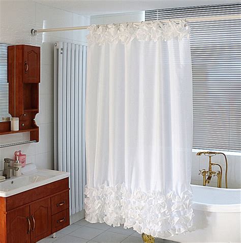 18x18m White Shower Curtain Cascading Waves White Lace Waterproof Fabric Shower Curtain For