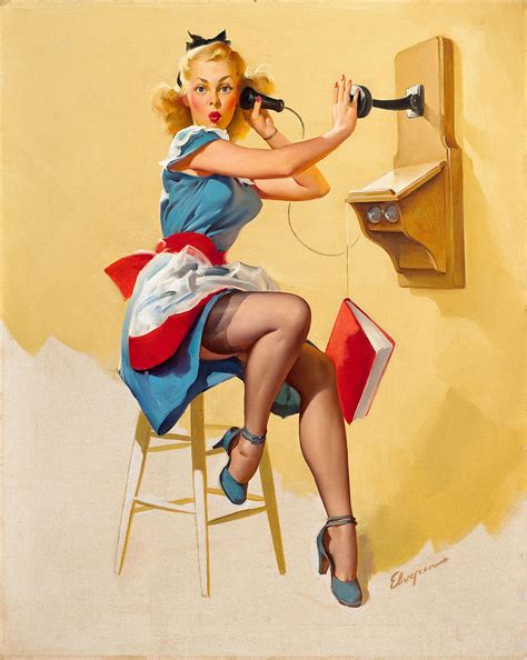 Vintage Pin Up Painting By Vintage Canvas Fine Art America