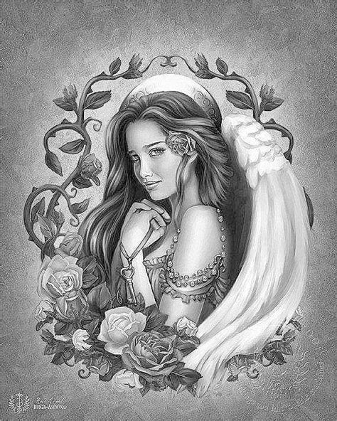 Grayscale Coloring Fairy Coloring Pages Gothic Fantasy Art