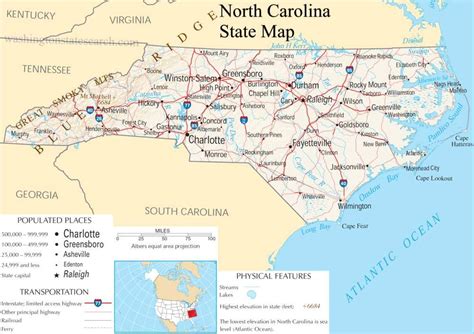 ♥ North Carolina State Map A Large Detailed Map Of North Carolina State Usa North Carolina