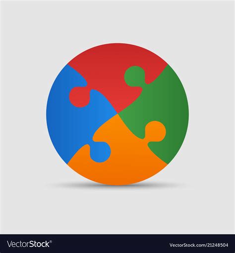 Four Pieces Puzzle Circle 4 Step Puzzles Icon Vector Image
