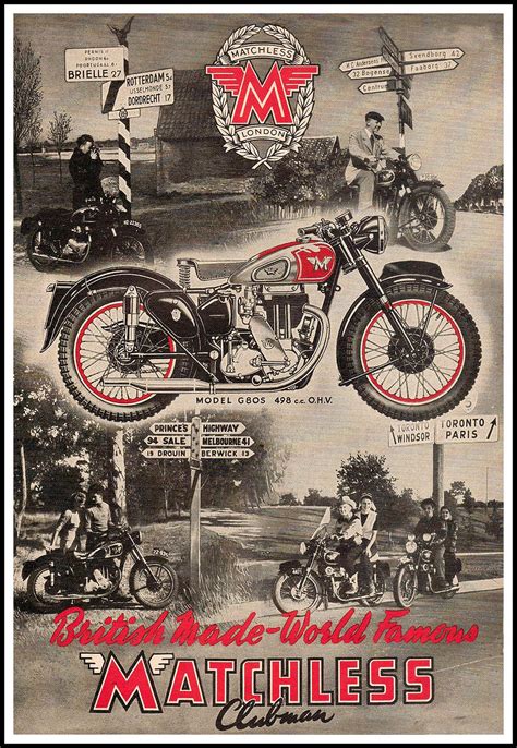 Vintage Motorcycle Posters Classic Motorcycles Bike Poster